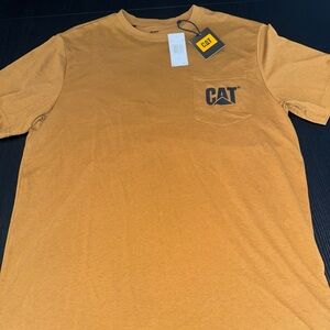 CAT Caterpillar Men's Pocket T-shirt Brown Large Cotton Blend New With Tags
